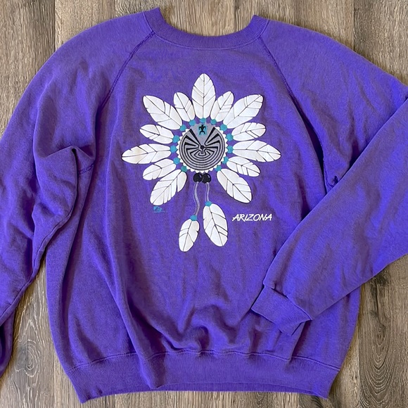 Vintage Tops - Vintage Arizona Purple Dreamcatcher Crewneck Sweatshirt